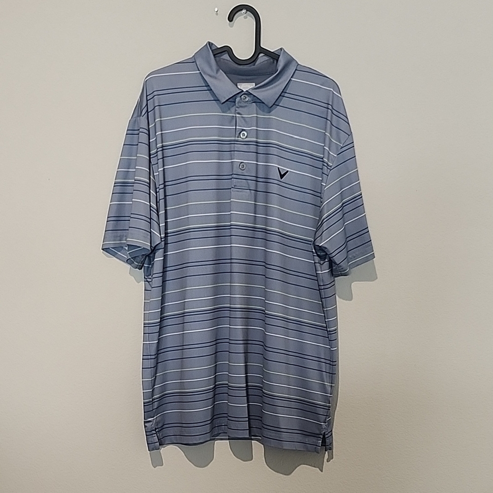 Callaway Light Blue Striped Men's Golf Polo